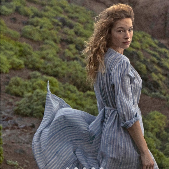 💋SOLD💋⛱️🌊DÔEN ‘Lorena’ Organic Cotton Voile Dress Monte Isola Stripe XS - Picture 8 of 17